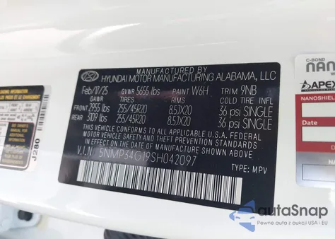 2025 Hyundai Santa Fe Limited from USA, damaged, VIN 5NMP34G19SH042097